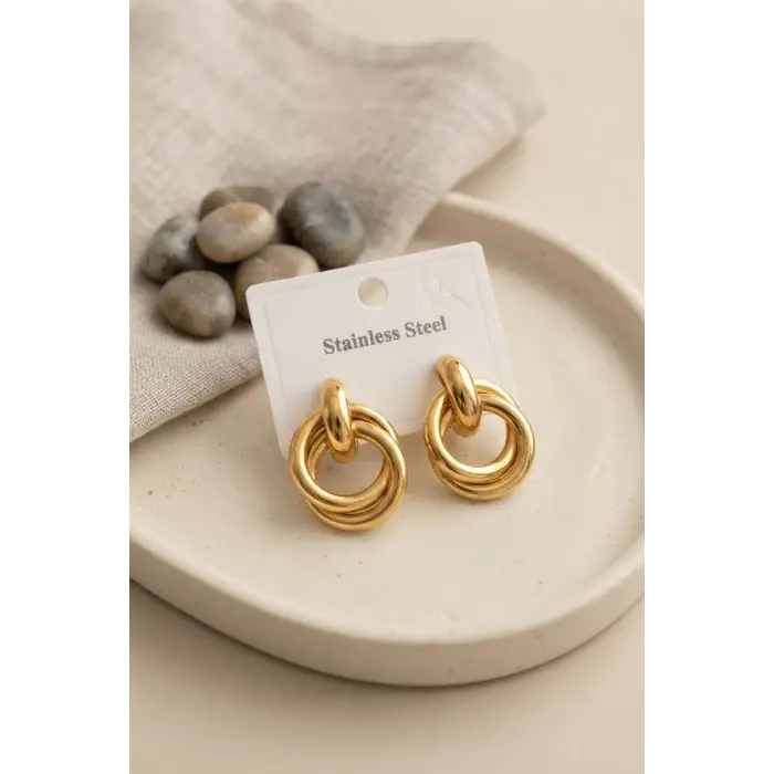 316L Çelik Gold Renk Halka Model Küpe