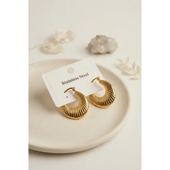 316L Çelik Gold Renk Halka Model Küpe