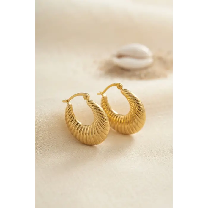 316L Çelik Gold Renk Halka Model Küpe
