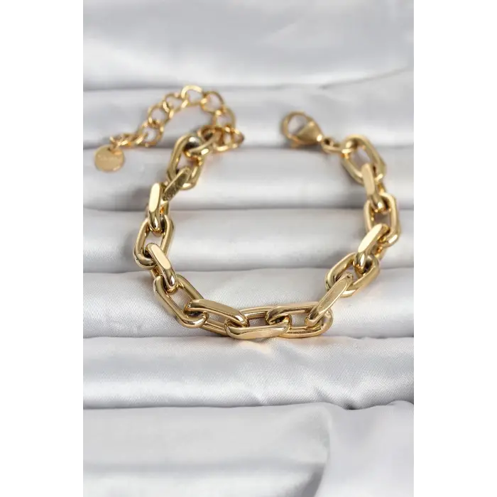 316L Çelik Gold Renk Kalın Zincirli Kadın Bileklik