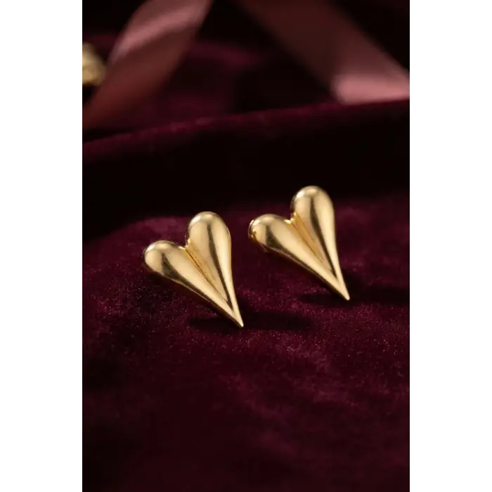 316L Çelik Gold Renk Kalp Model Küpe