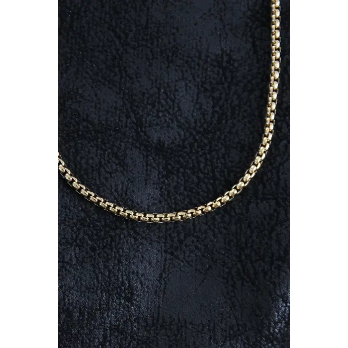 316L Çelik Örme Zincir Model Gold Renk Erkek Kolye 5886