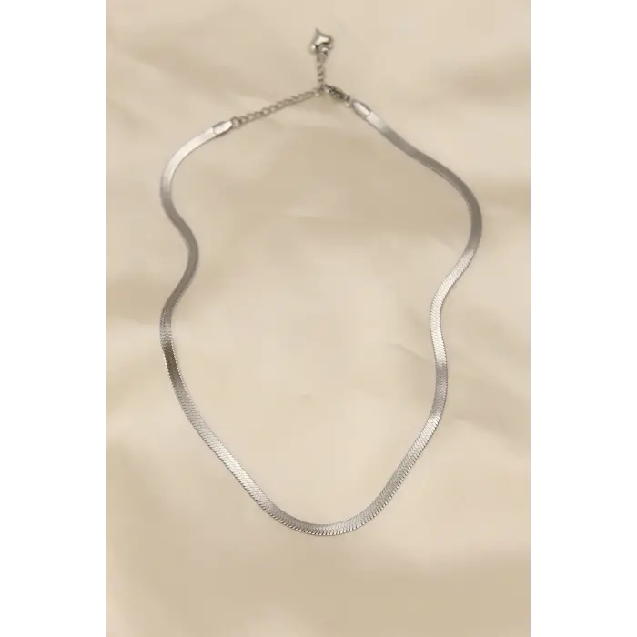 316L Çelik Silver Renk 45 cm İtalyan Zincir Model Kadın Kolye