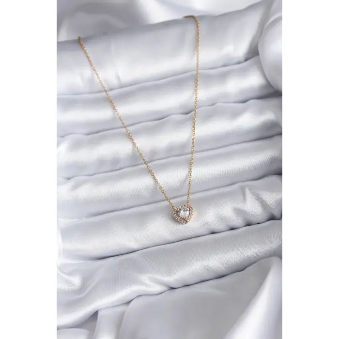 316L Çelik Zincir Gold Renk Charm Kadın Kolye 5886