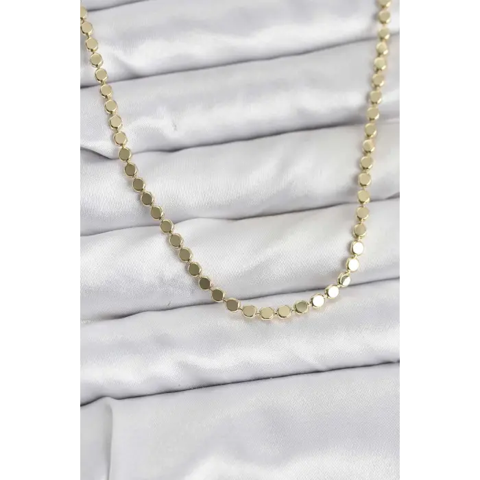 316L Çelik Zincir Gold Renk Ezme Zincir Model  45 cm Kadın Kolye