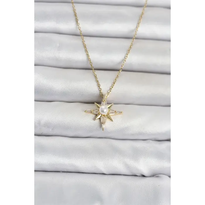 316L Çelik Zincir Gold Renk Kutup Yıldızı Model Kadın Kolye