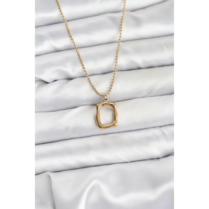 316L Çelik Zincir Gold Renk Model Kadın Kolye 5886