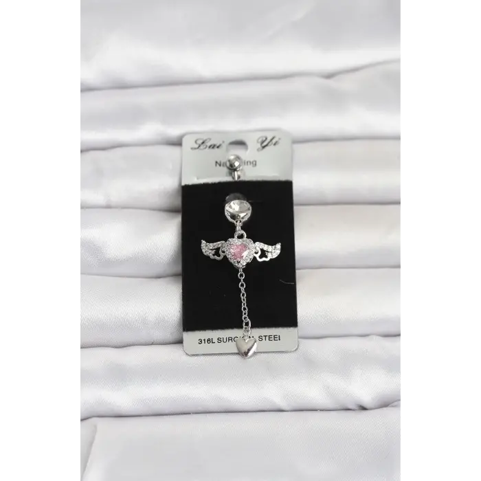 316L Cerrahi Çelik Kanatlı Kalp Model Göbek Piercing