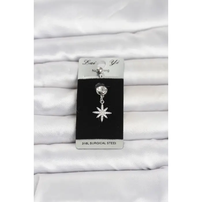 316L Cerrahi Çelik Sallantılı Kutup Yıldızı Model Göbek Piercing