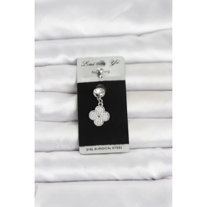 316L Cerrahi Çelik Sallantılı Yonca Model Göbek Piercing