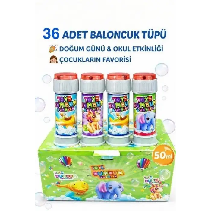 36 Adet Bumbum Baloncuk Köpük Tüpü Bx40