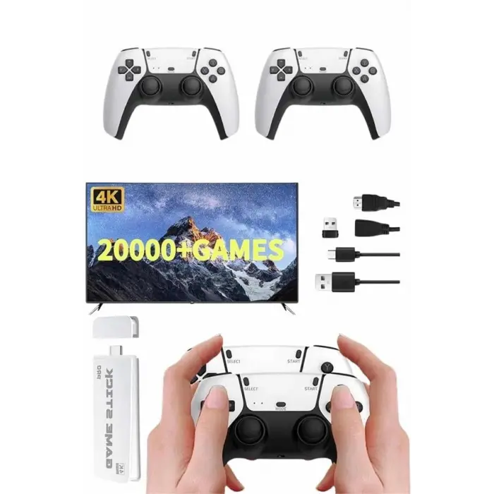 3D 4K 2000 Oyunlu Game Stick Oyun Konsolu Çift Konsol