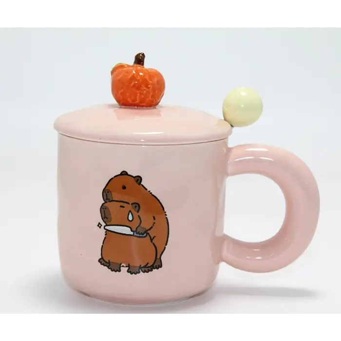 3D Capybara Desenli Porselen Kupa Bardak