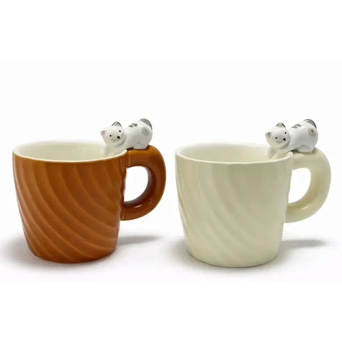 3D Kedi Figürlü Desenli Kupa Bardak