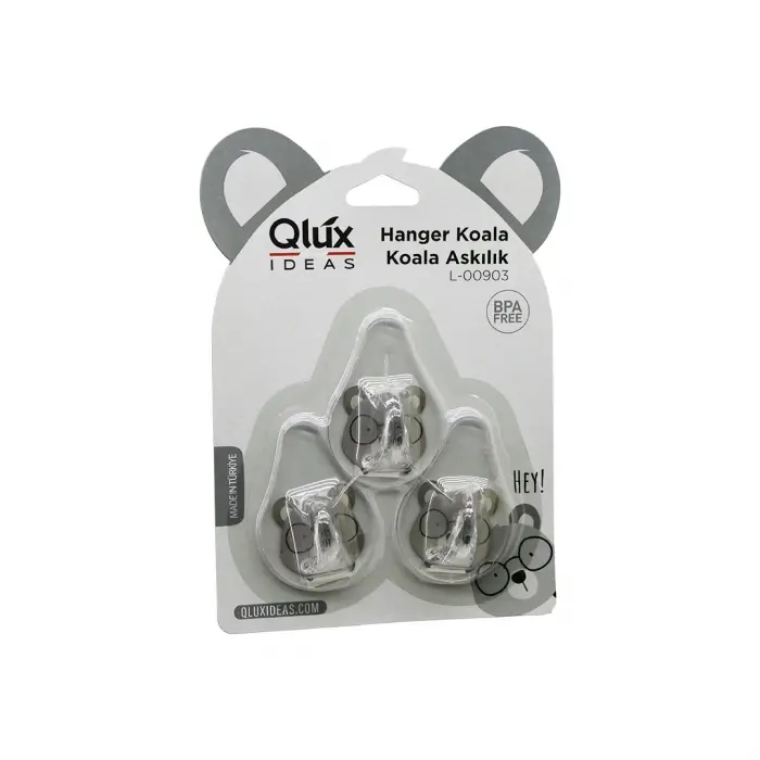 3pcs Koala Askı Şeffaf Askı Yapışkanlı Montaj Bx40
