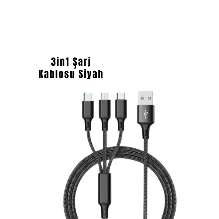 3’ü 1 Arada Hızlı Şarj Kablosu