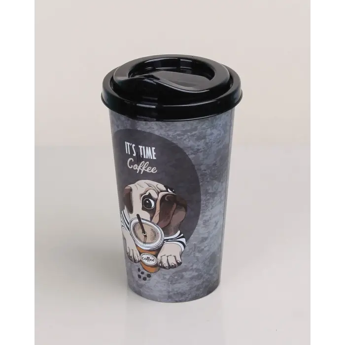 4 Adet Kahve Bardağı - Kapaklı Desenli 400ML