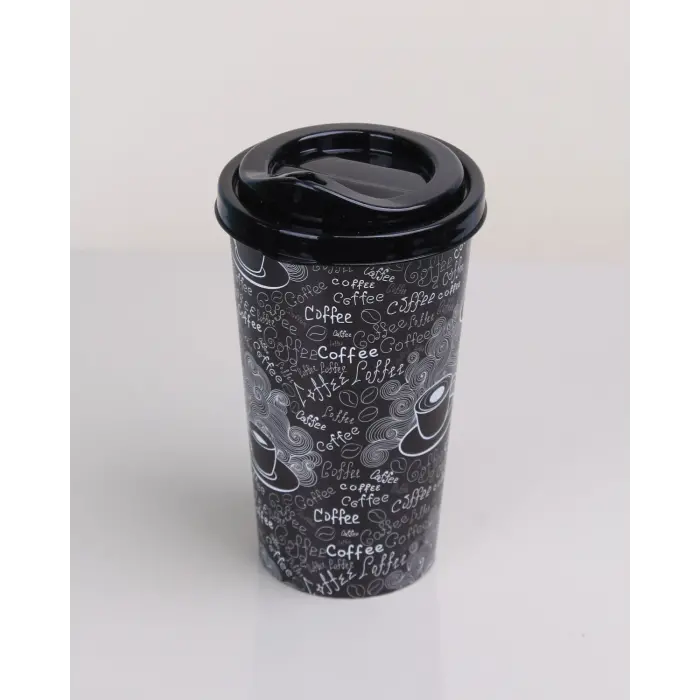 4 Adet Kahve Bardağı Kapaklı Desenli 650ML