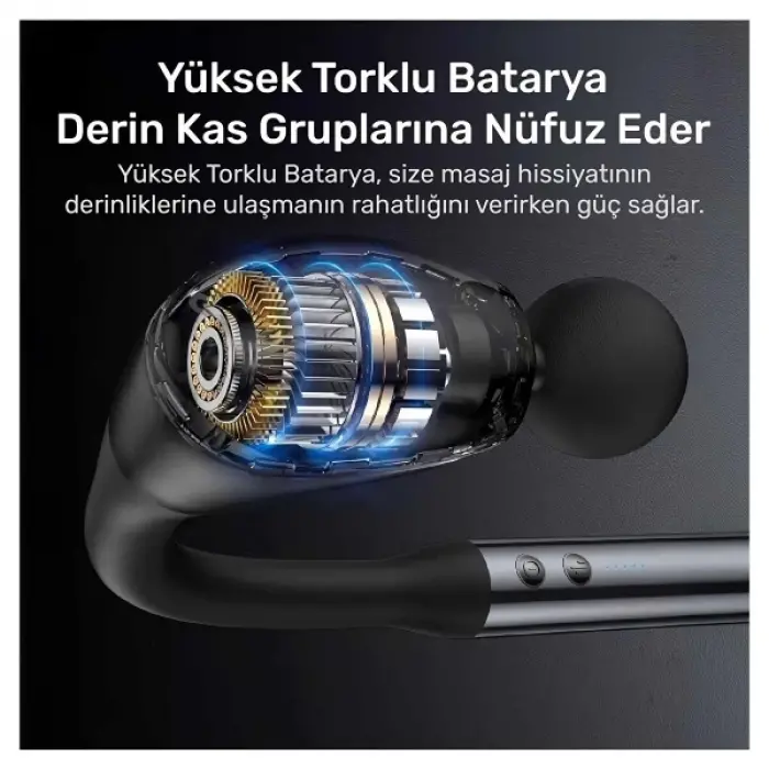 4 Başlıklı Uzun Saplı Ergonomik Profesyonel Sporcu Masaj Tabancası
