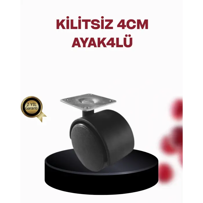 4 cm Döner Ayak Kilitsiz 4 Adet Mobilya ve Sehpa Ayağı