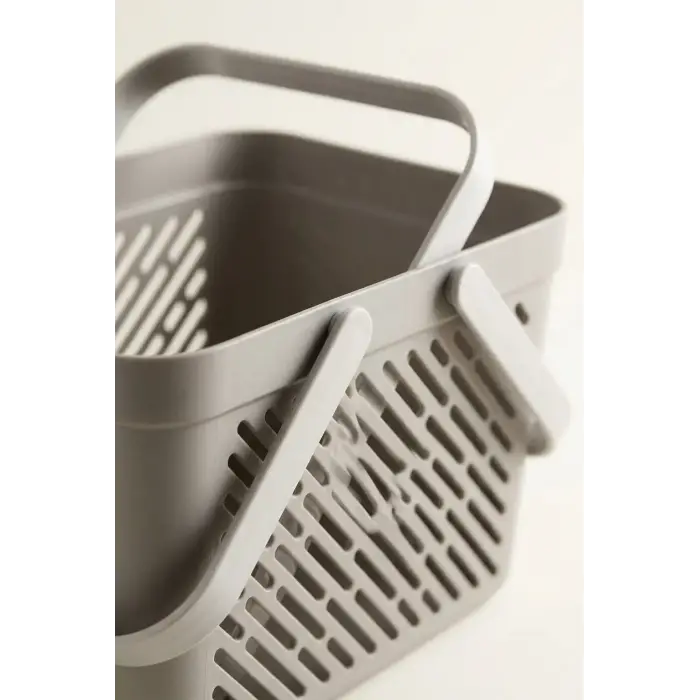4lü Gri Mutfak Düzenleyici Kulplu Sepet Banyo Çamaşır Organizer Seti