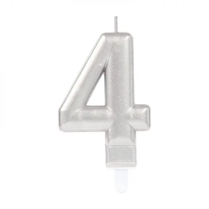4 Rakam Mum Gümüş Renk Bx40
