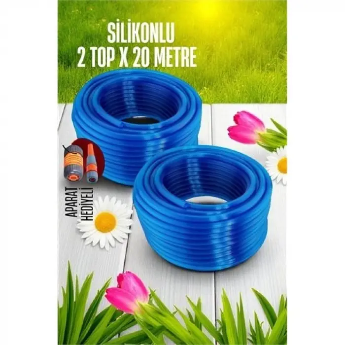 40 Metre Silikonlu Bahçe Hortumu Sulama Aparatı HEDİYELİ 712343