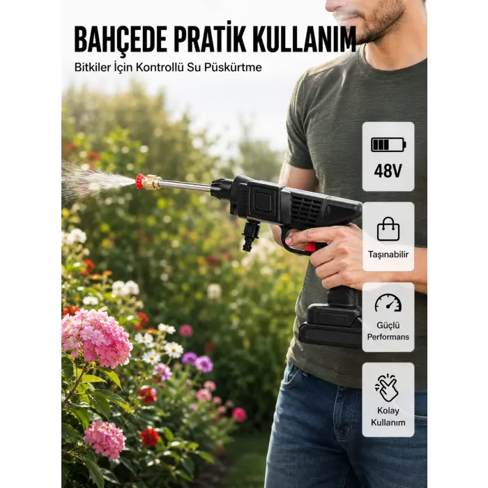 48V Şarjlı Basınçlı Yıkama Cihazı Köpük Hazneli 2025 Orijinal Model