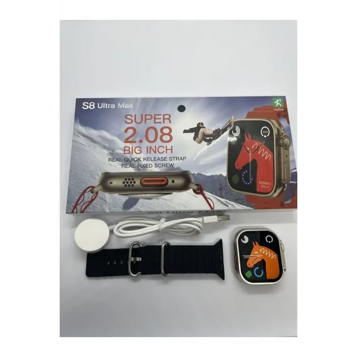 49 mm Ekranlı Siyah Silikon Kordonlu Akıllı Saat, Nabız Sensörü ve Sesli Görüşme Özellikli