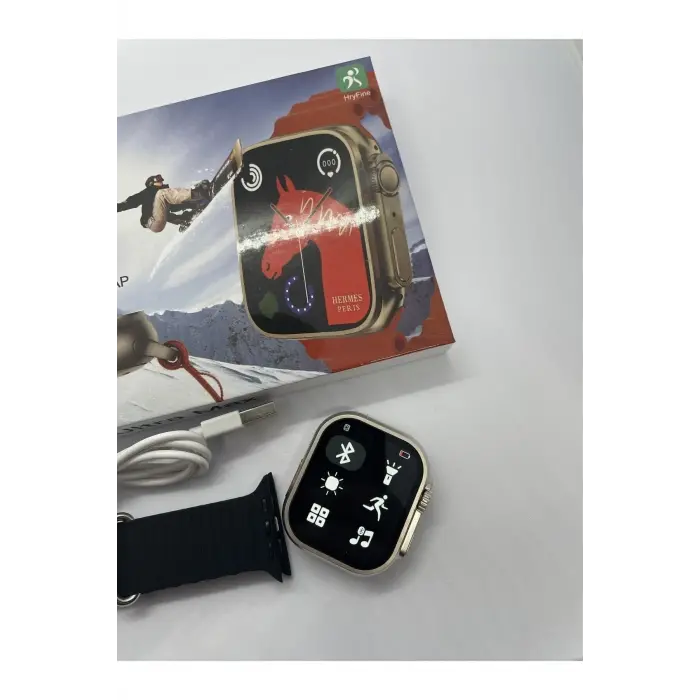 49 mm Ekranlı Siyah Silikon Kordonlu Akıllı Saat, Nabız Sensörü ve Sesli Görüşme Özellikli