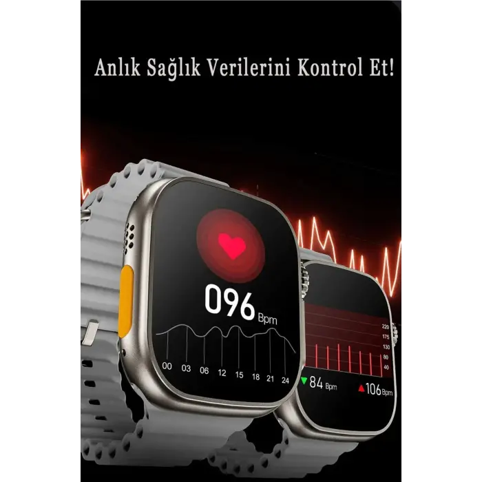 49mm Ekranlı, GPS ve Nabız Sensörlü, Suya Dayanıklı, Titanyum Kordonlu Akıllı Saat