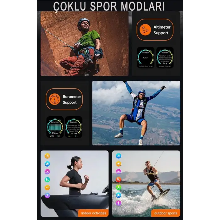 49mm Ekranlı, GPS ve Nabız Sensörlü, Suya Dayanıklı, Titanyum Kordonlu Akıllı Saat