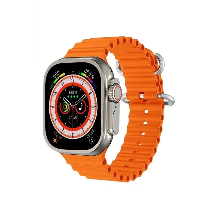 49mm Gümüş Kasa ve Turuncu Çelik Kordonlu Akıllı Saat - Nabız, GPS, Uyku Takibi Özellikli