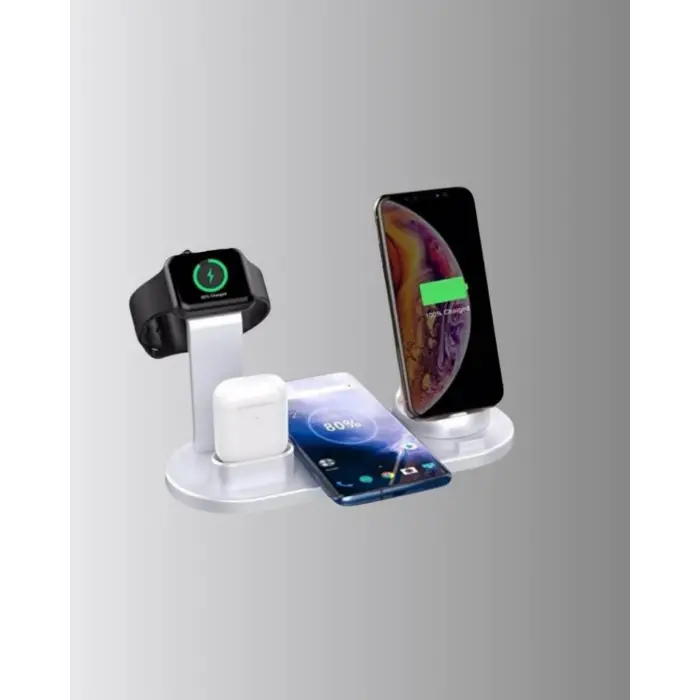 4’lü Kablosuz Şarj Standı iPhone Watch ve AirPods Çoklu Şarjlı
