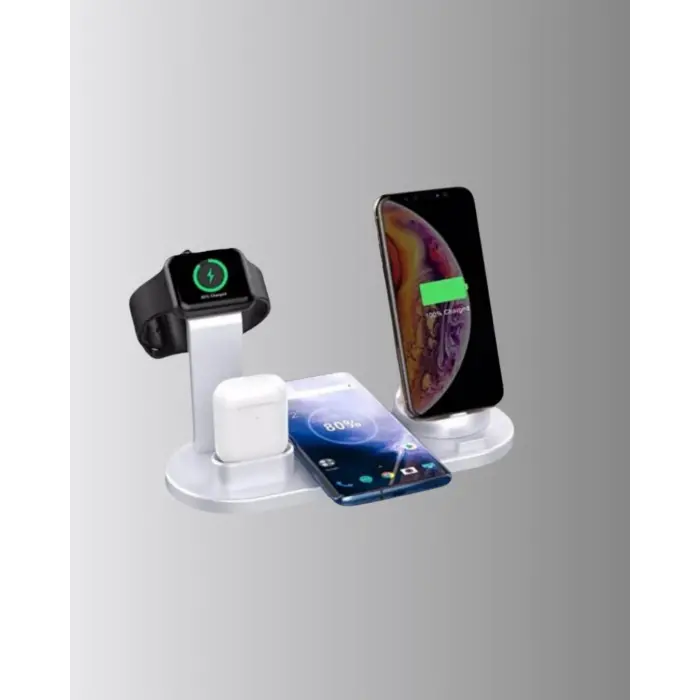 4’lü Kablosuz Şarj Standı iPhone Watch ve AirPods Çoklu Şarjlı