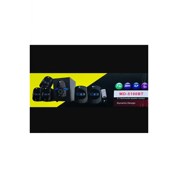 5+1 bluetoothlu kumandalı multimedia ses sistemi hoparlör siyah çoklu bağlantı 2 yıl garantili