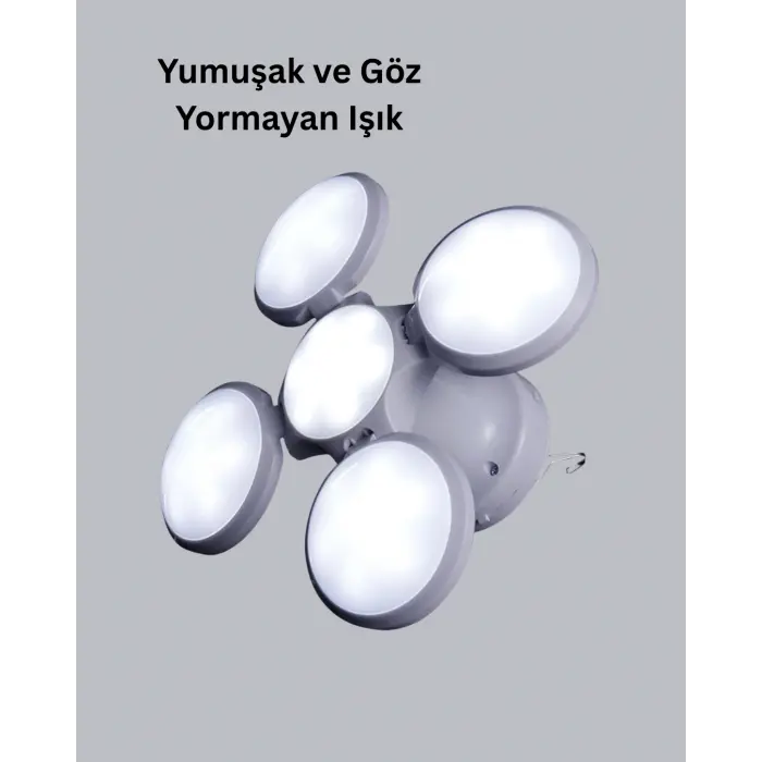 5 Kanatlı Solar Kamp Lambası – USB Şarjlı, Taşınabilir, IP65 Su Geçirmez Bahçe Lambası
