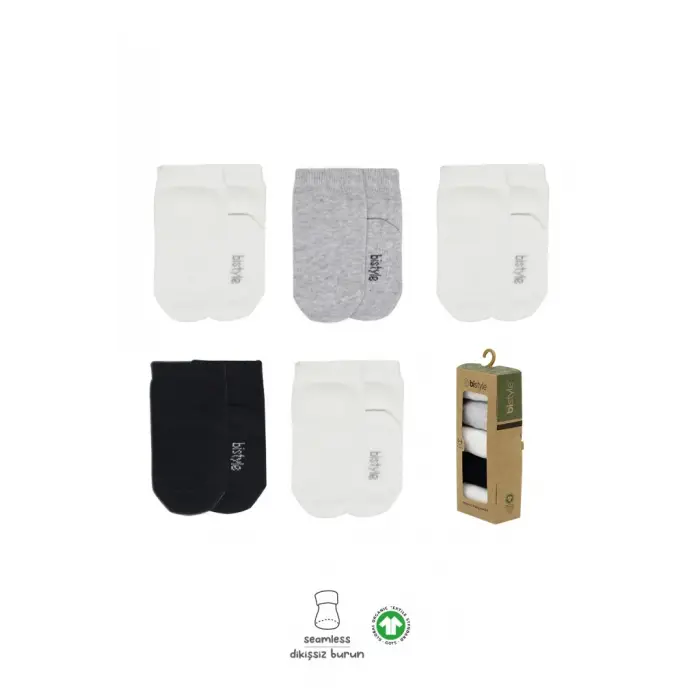 5li Penye Soket Kutulu Basic Çorap 10131 Gri