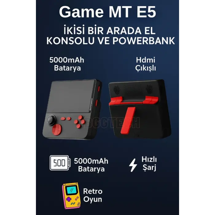 5000 mAh Bataryalı HDMI Çıkışlı Bluetooth Bağlantılı Taşınabilir Retro Oyun Konsolu