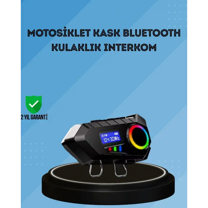500mAh Bataryalı Bluetooth 5.4  İnterkom LED Ekranlı FM Destekli