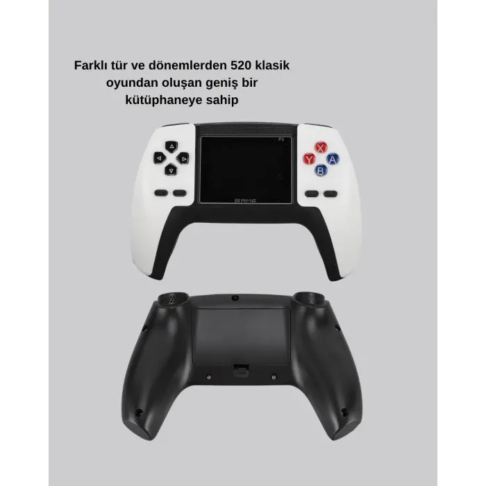 520 Klasik Oyunlu P5™ ControllerView Retro Konsol – Şarjlı,  Ergonomik Tasarım