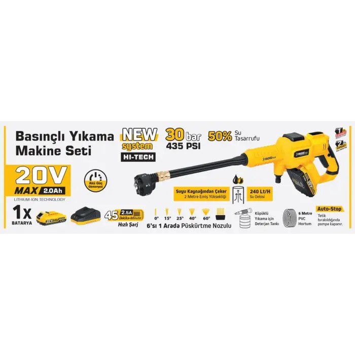 5410 Akülü Basınçlı Oto Araba Bahçe Yı sı Seti 30 Bar
