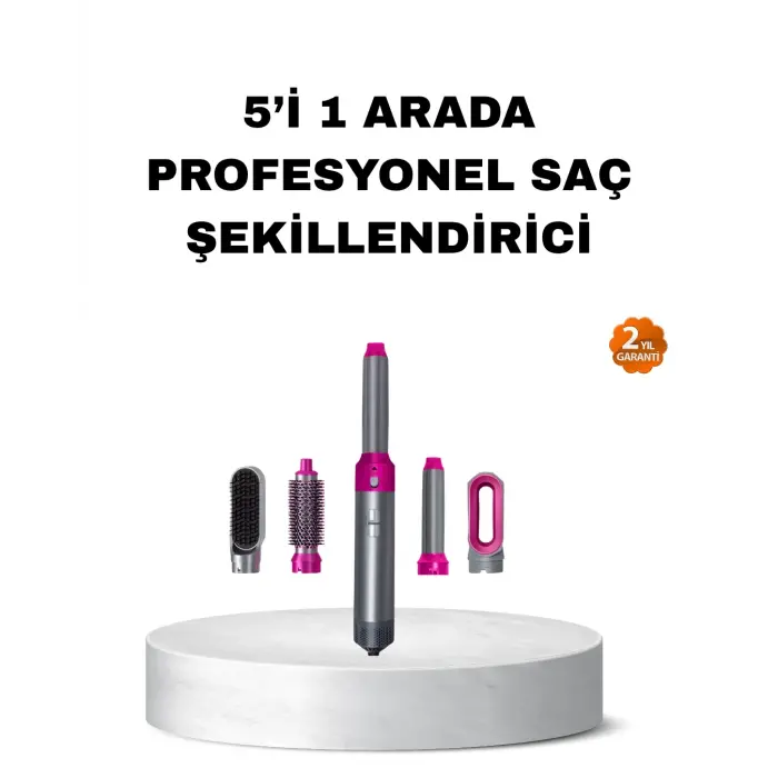 5’i 1 Arada Saç Şekillendirme Seti Negatif İyon Teknolojili ve Hızlı Kurutmalı