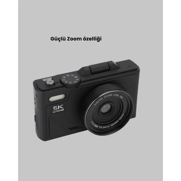 5K UHD Dijital Kamera 75MP Sensör 18x Zoom Stabilizasyonlu
