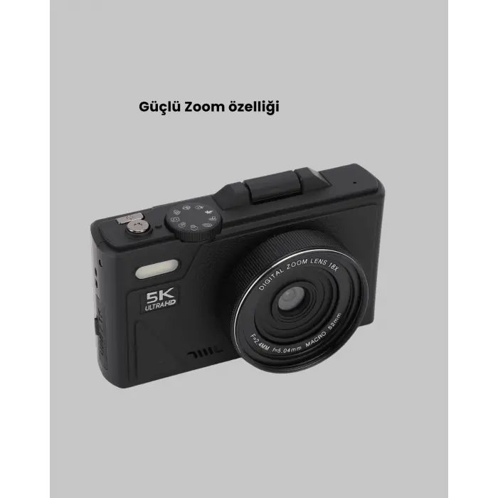 5K UHD Dijital Kamera 75MP Sensör 18x Zoom Stabilizasyonlu