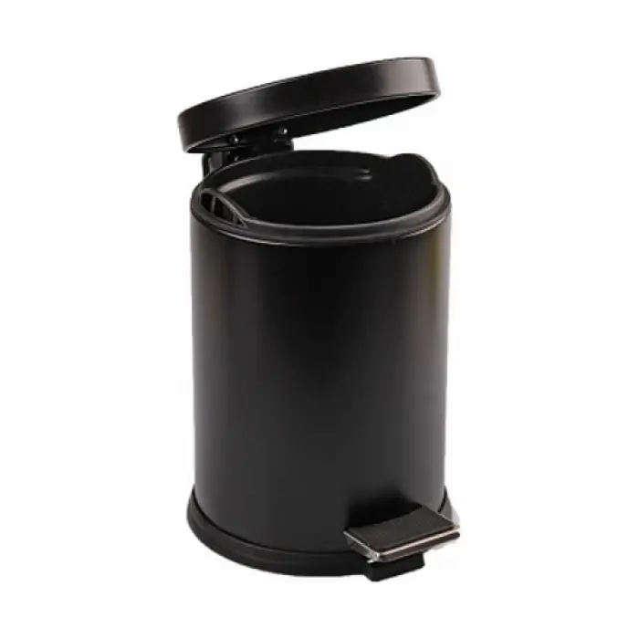 5lt Siyah Pedallı Metal Çöp Kovası Bx40