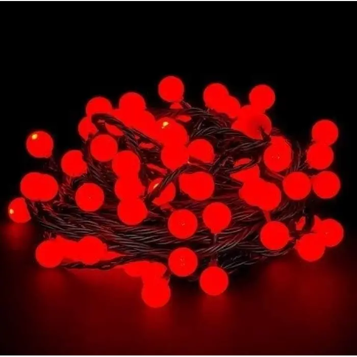 5m 28 Led Kırmızı Işık Siyah Kablo Fişli Eklemeli Mz-18-18