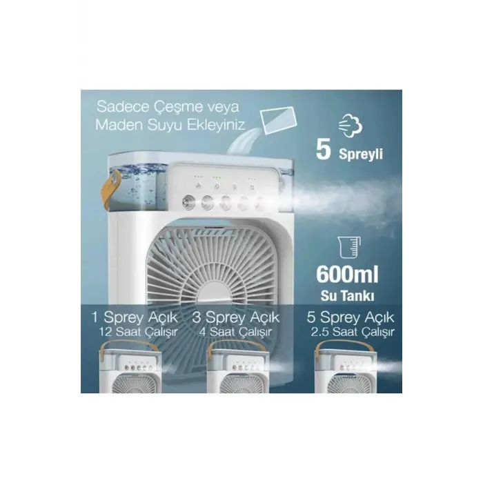 600 Ml Kapasiteli Ultrasonik Hava Nemlendirici ve Aromaterapi Difüzörü, RGB Aydınlatmalı Beyaz Model