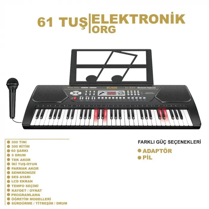 61 TUŞ IŞIKLI BÜYÜK PİYANO
