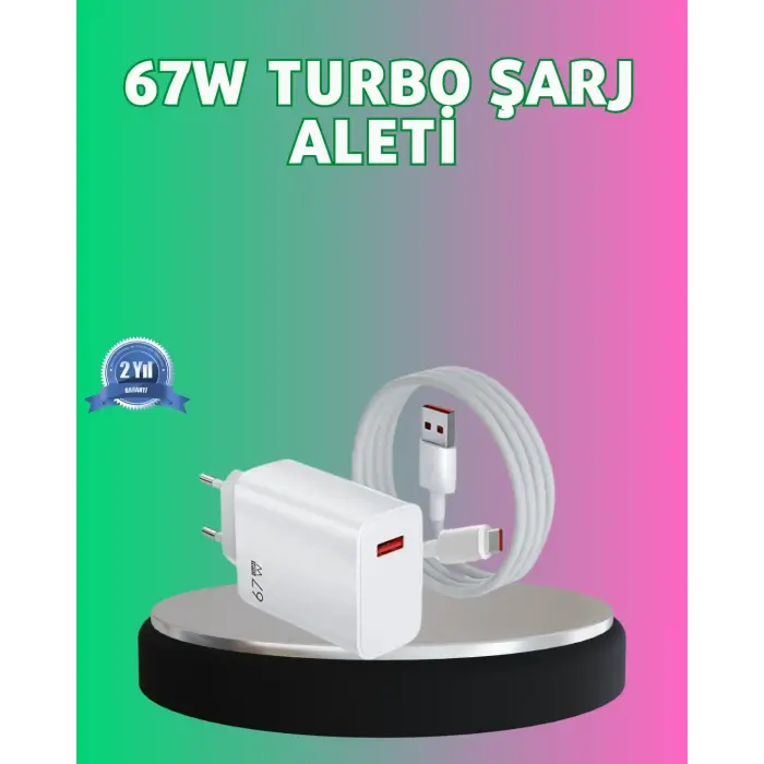 67 Watt Güçlü Turbo Şarj Aleti Samsung Note 10 Note 20 Uyumlu